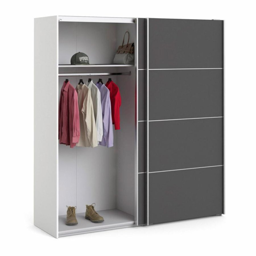 TVILUM Verona garderobeskab, m. 2 skydelger - hvid og gr folie