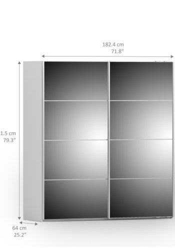 TVILUM Verona Skydedrsskab - hvid/spejlglas, m. 2 skydedre 