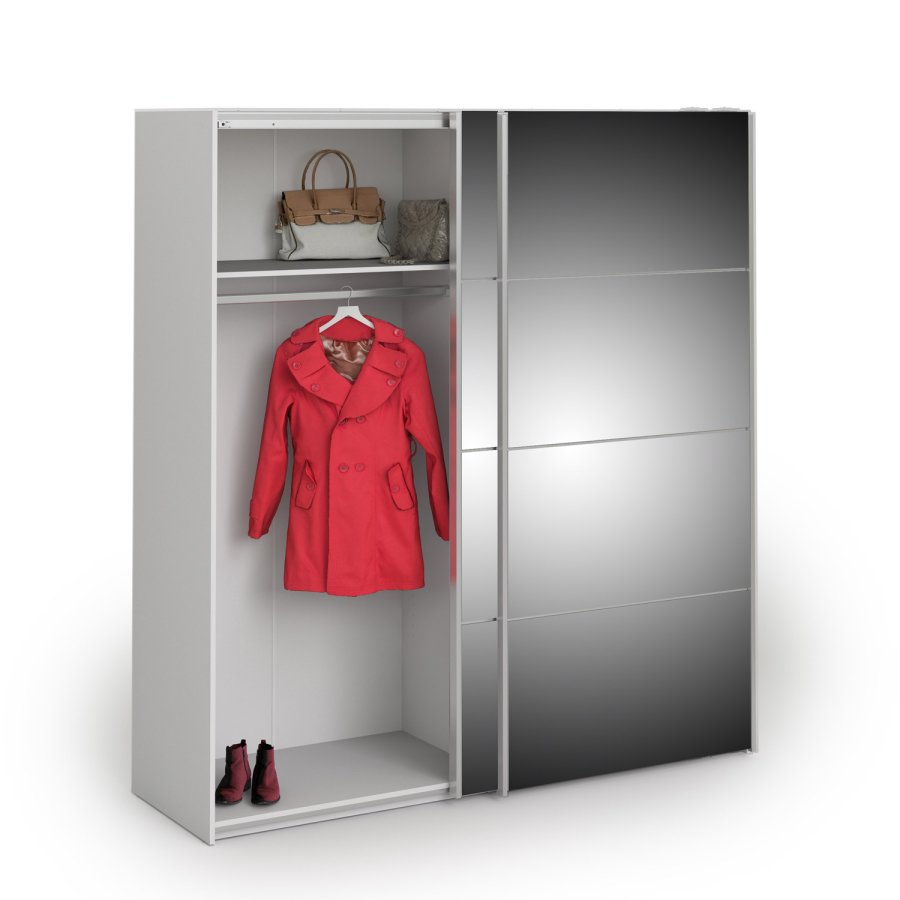 TVILUM Verona Skydedrsskab - hvid/spejlglas, m. 2 skydedre 