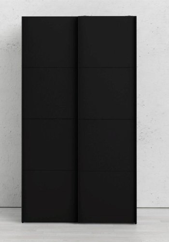 TVILUM Firenze garderobeskab, m. 2 skydelger - sort folie og spnplade