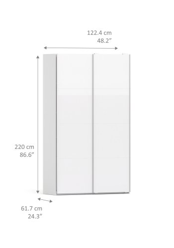 TVILUM Verona Skydedrsskab - hvid hjglans, m. 2 skydedre