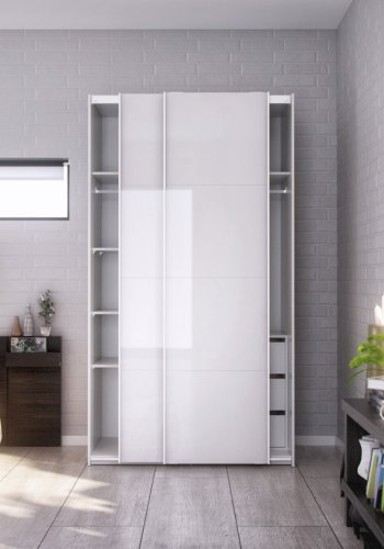 TVILUM Verona Skydedrsskab - hvid hjglans, m. 2 skydedre