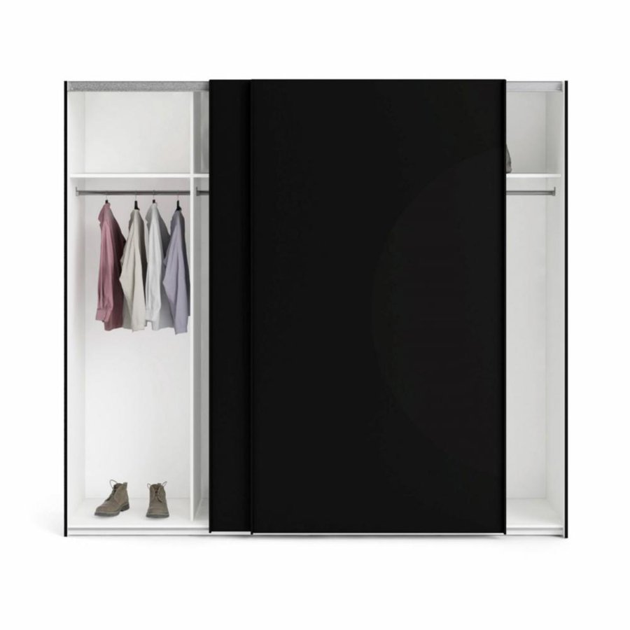 TVILUM Firenze garderobeskab, m. 2 skydelger - sort folie og spnplade