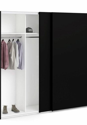 TVILUM Firenze garderobeskab, m. 2 skydelger - sort folie og spnplade