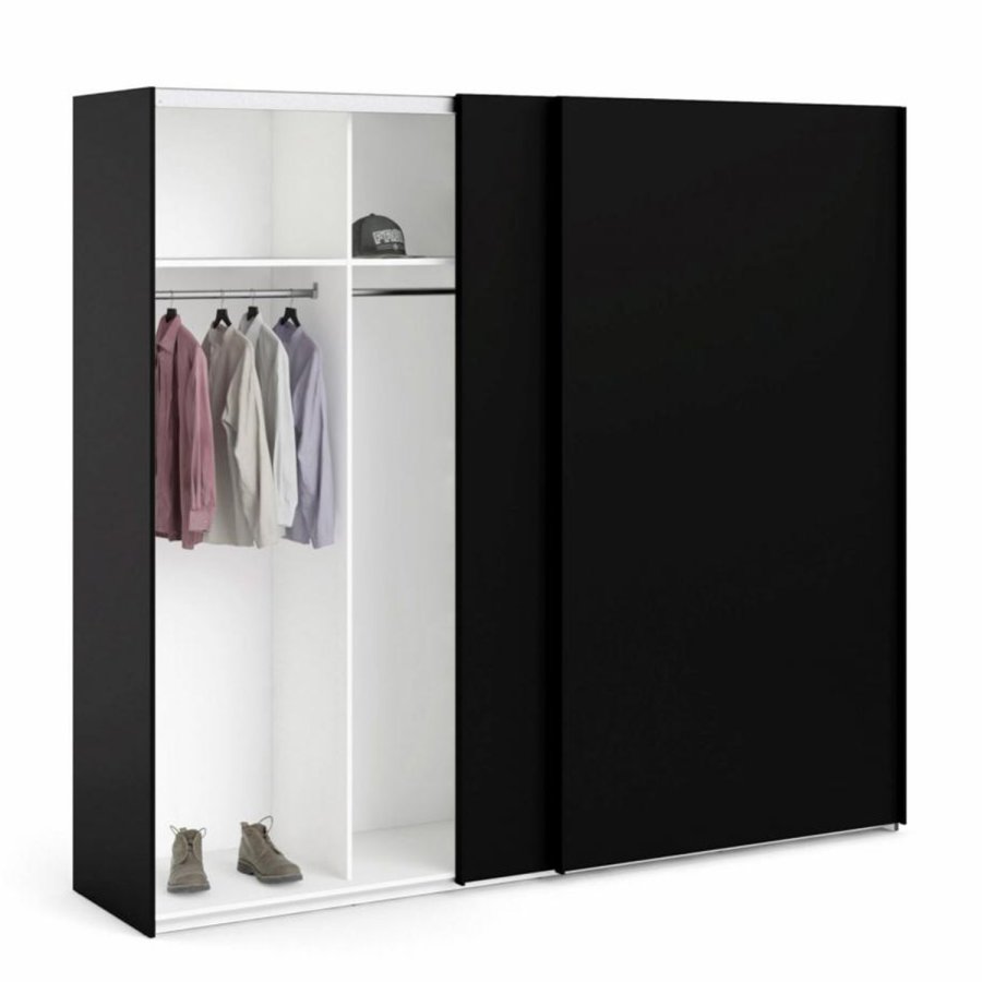 TVILUM Firenze garderobeskab, m. 2 skydelger - sort folie og spnplade