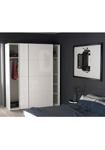 TVILUM Firenze garderobeskab, m. 2 skydelger - hvid folie og spnplade