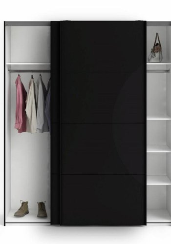 TVILUM Firenze garderobeskab, m. 2 skydelger - sort folie og spnplade