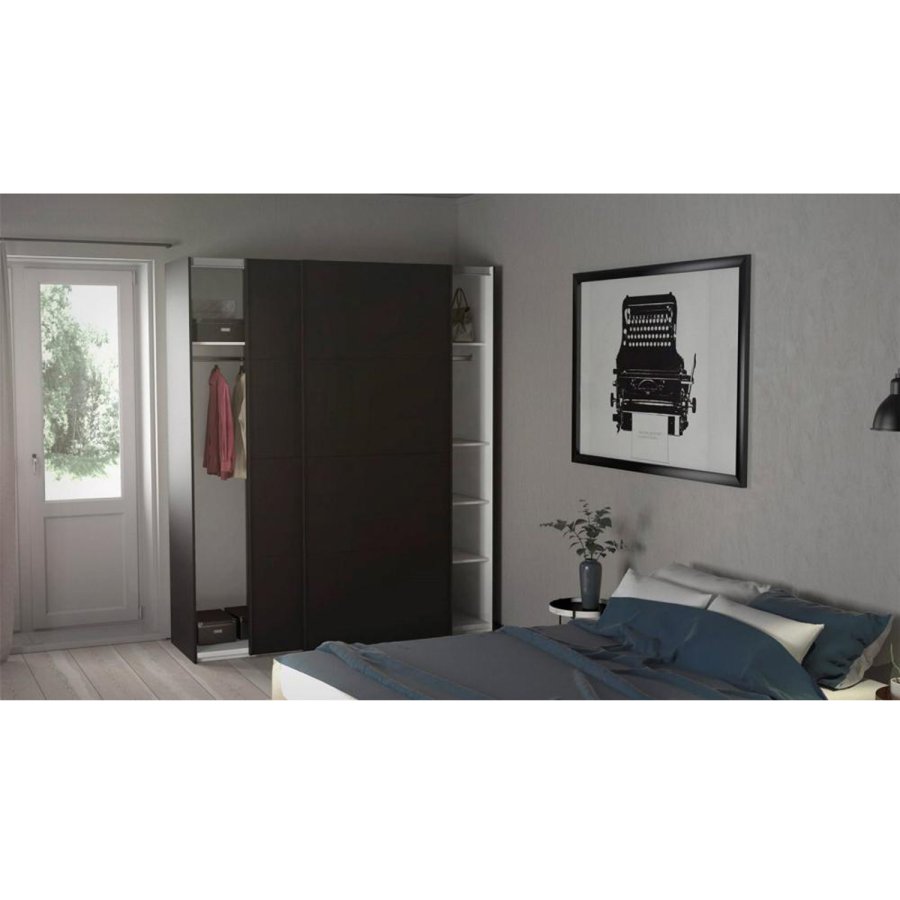 TVILUM Firenze garderobeskab, m. 2 skydelger - sort folie og spnplade