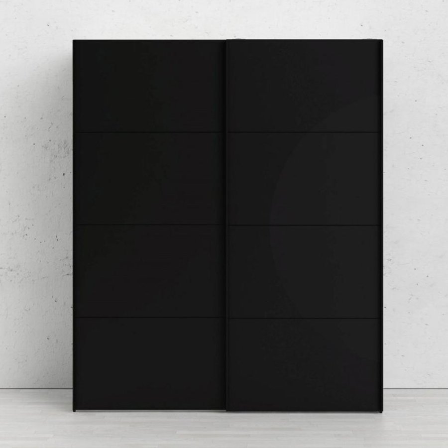 TVILUM Firenze garderobeskab, m. 2 skydelger - sort folie og spnplade