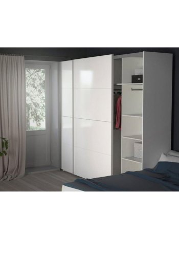 TVILUM Firenze garderobeskab, m. 2 skydelger - hvid folie og spnplade