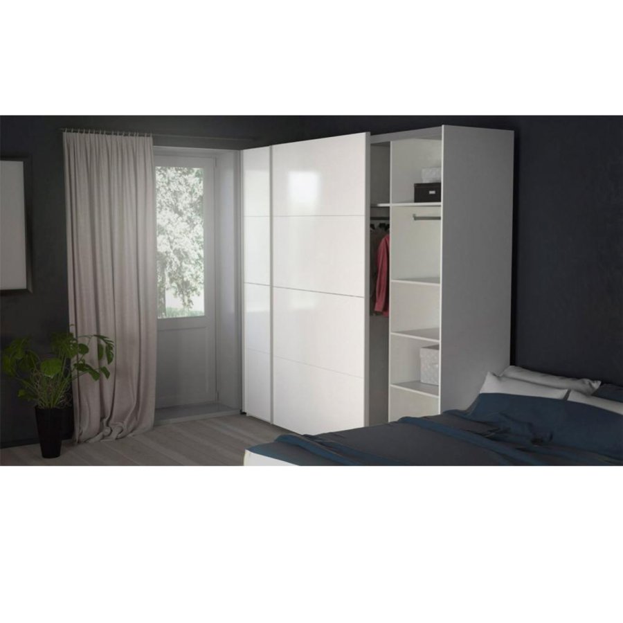 TVILUM Firenze garderobeskab, m. 2 skydelger - hvid folie og spnplade