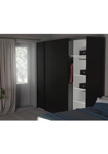 TVILUM Firenze garderobeskab, m. 2 skydelger - sort folie og spnplade