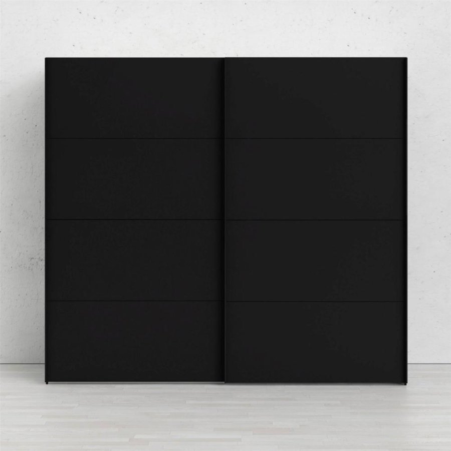 TVILUM Firenze garderobeskab, m. 2 skydelger - sort folie og spnplade