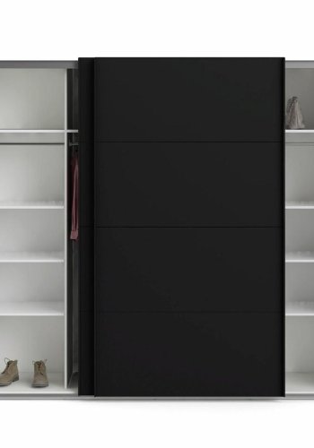 TVILUM Firenze garderobeskab, m. 2 skydelger - sort folie og spnplade