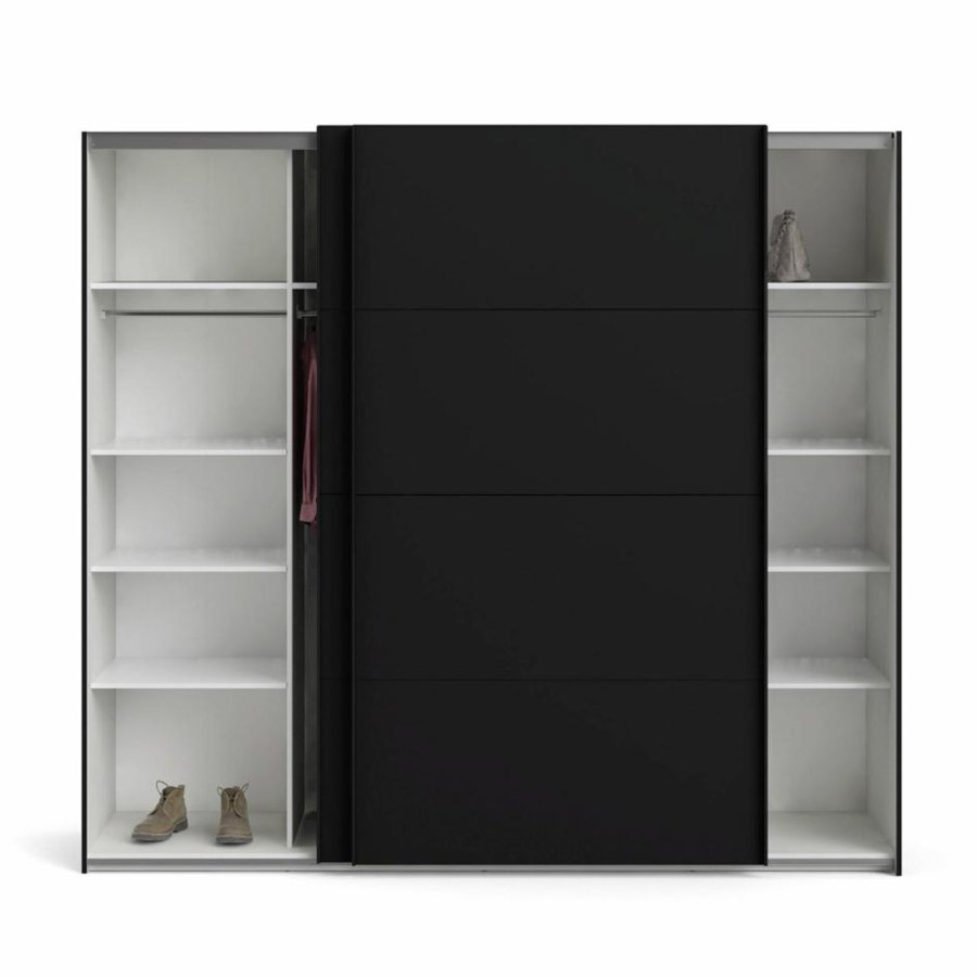 TVILUM Firenze garderobeskab, m. 2 skydelger - sort folie og spnplade