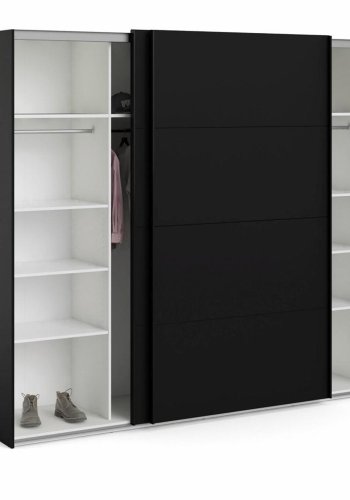TVILUM Firenze garderobeskab, m. 2 skydelger - sort folie og spnplade