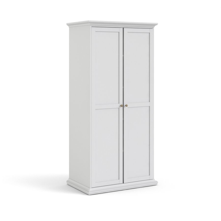 TVILUM Paris garderobeskab - hvid tr, 2 lger, m. 4 hylder