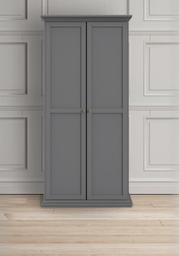 TVILUM Paris garderobeskab - mat gr tr, m. 2 lger 