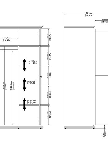 TVILUM Paris garderobeskab - mat gr tr, m. 2 lger 