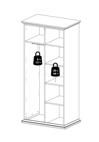 TVILUM Paris garderobeskab - mat gr tr, m. 2 lger 