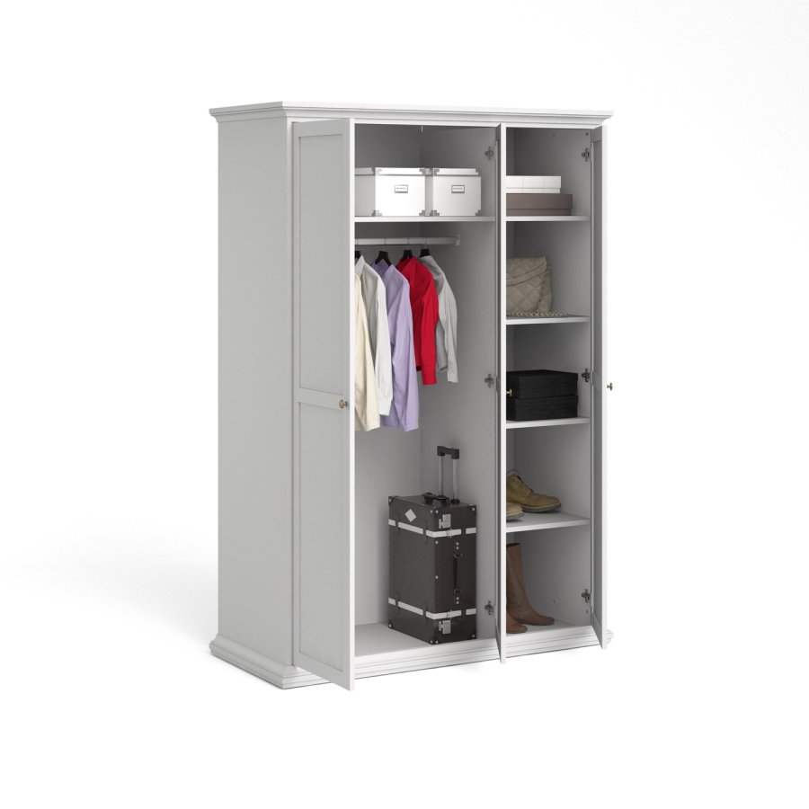 TVILUM Paris garderobeskab 3 lger + bjlestang - hvid