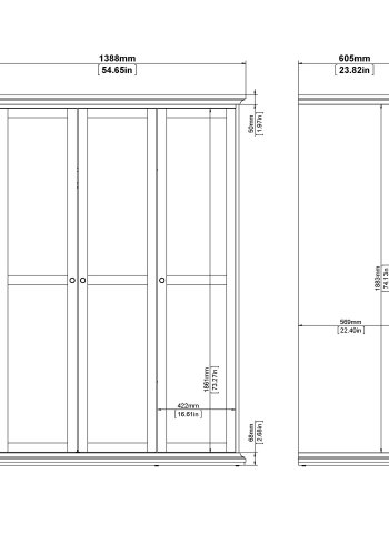 TVILUM Paris garderobeskab - gr, m. 3 lger