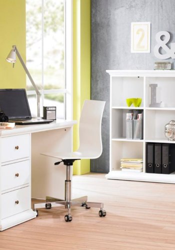 TVILUM Paris skrivebord - hvid tr, med 3 skuffer 