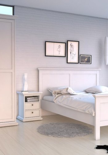 TVILUM Paris garderobeskab - hvidt tr, m. 4 lger og 2 skuffer