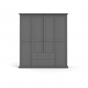 TVILUM Paris garderobeskab - mat gr tr, m. 4 lger og 2 skuffer 
