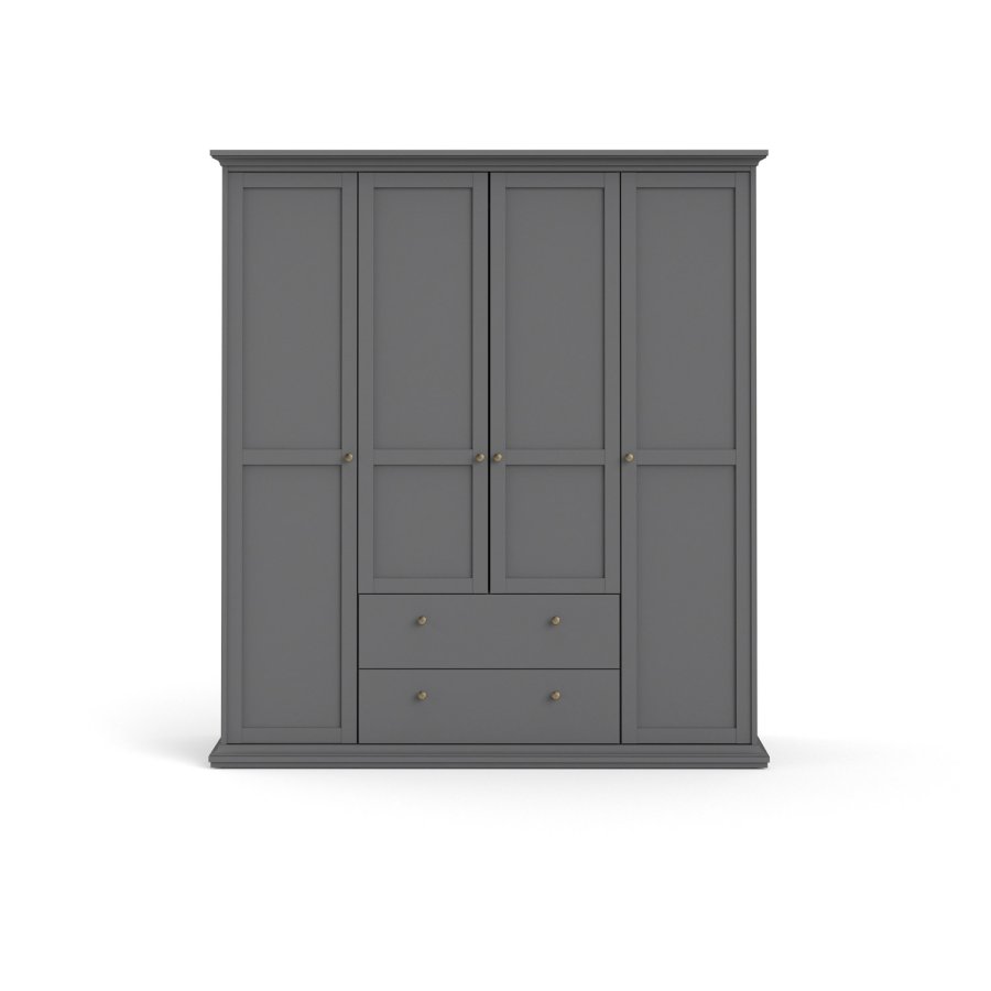 TVILUM Paris garderobeskab - mat gr tr, m. 4 lger og 2 skuffer 