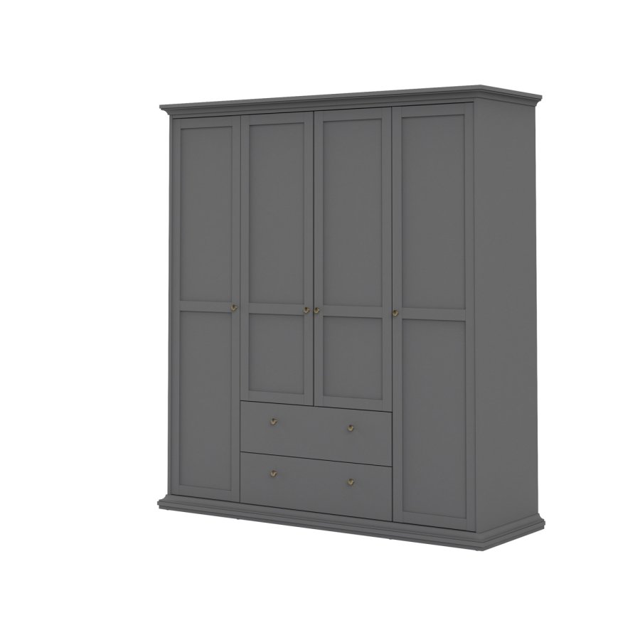 TVILUM Paris garderobeskab - mat gr tr, m. 4 lger og 2 skuffer 