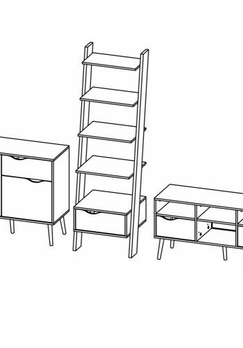 TVILUM Oslo mbelst, m. 2 lger og 4 skuffer - hvid og natur folie