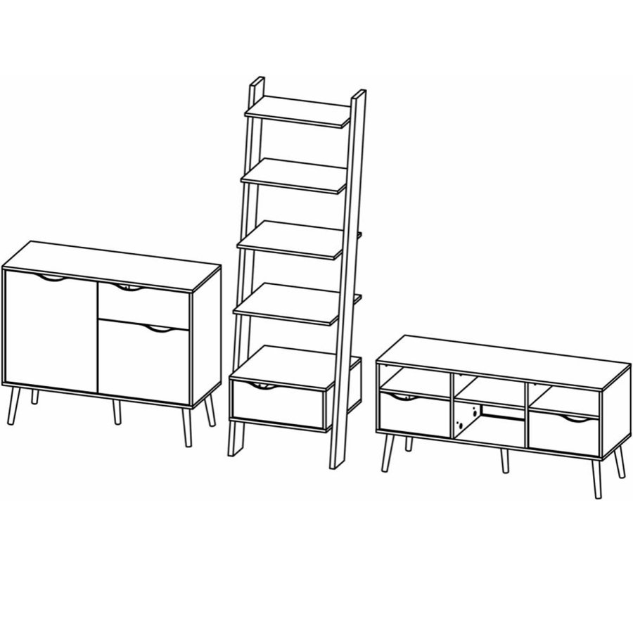 TVILUM Oslo mbelst, m. 2 lger og 4 skuffer - hvid og natur folie