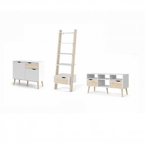 TVILUM Oslo mbelst, m. 2 lger og 4 skuffer - hvid og natur folie