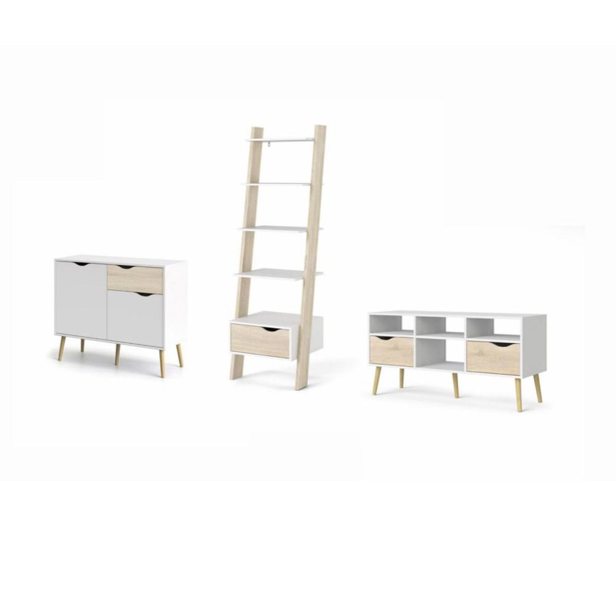 TVILUM Oslo mbelst, m. 2 lger og 4 skuffer - hvid og natur folie