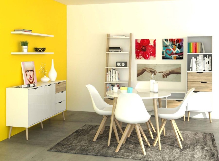 TVILUM Delta reol - hvid/egestruktur, m. 2 skuffer og 1 lge