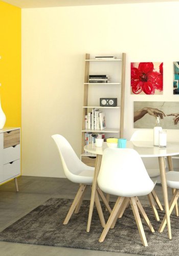 TVILUM Delta TV-bord - hvid/egestruktur, m. 2 skuffer og 4 rum