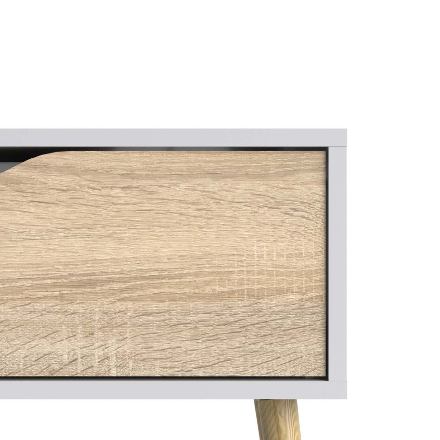 TVILUM Delta sofabord - hvid/eg tr, m. 1 skuffe