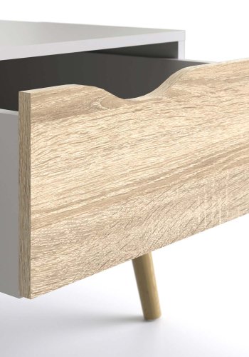 TVILUM Delta sofabord - hvid/eg tr, m. 1 skuffe