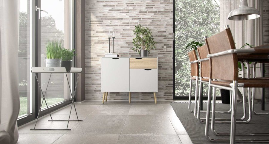 TVILUM Delta sknk - hvid/eg tr, m. 2 lger og 1 skuffe