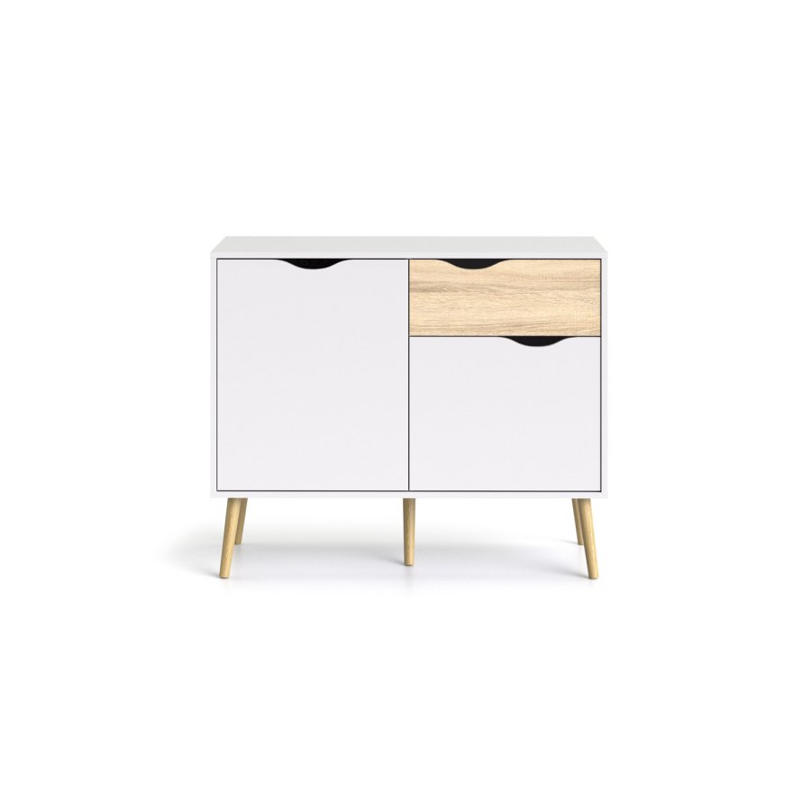 TVILUM Delta sknk - hvid/eg tr, m. 2 lger og 1 skuffe