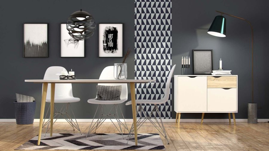 TVILUM Delta sknk - hvid/eg tr, m. 2 lger og 1 skuffe