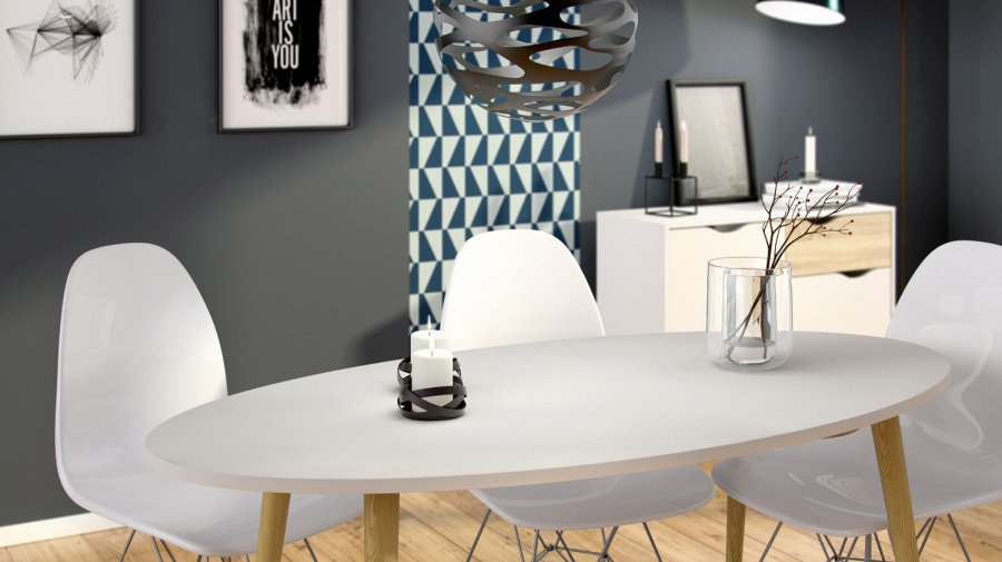 TVILUM Delta sknk - hvid/eg tr, m. 2 lger og 1 skuffe