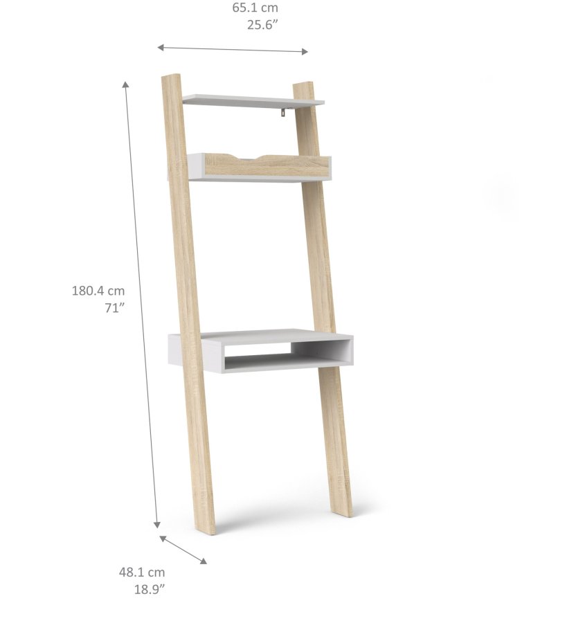 TVILUM Delta skrivebord - hvid/egestruktur tr m. 2 skuffer