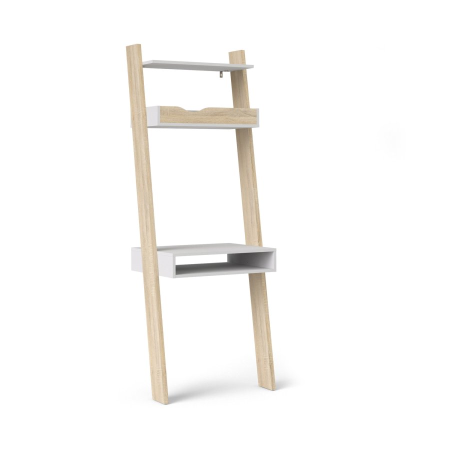 TVILUM Delta skrivebord - hvid/egestruktur tr m. 2 skuffer