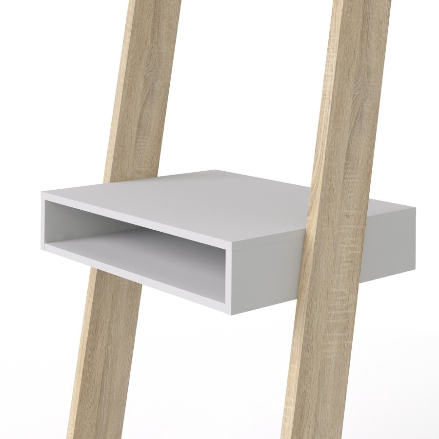 TVILUM Delta skrivebord - hvid/egestruktur tr m. 2 skuffer