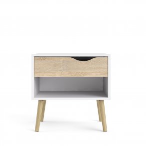 TVILUM Delta natbord - hvid/egestruktur, m. 1 skuffe 