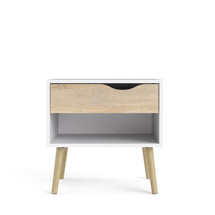 TVILUM Delta natbord - hvid/egestruktur, m. 1 skuffe 