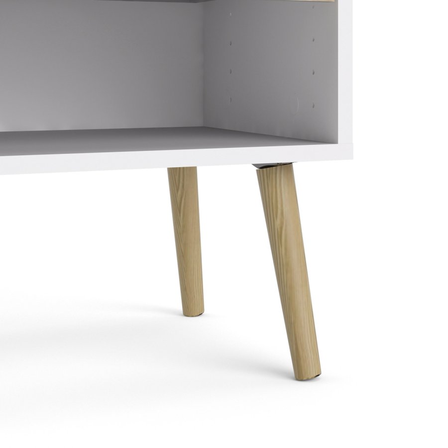 TVILUM Delta natbord - hvid/egestruktur, m. 1 skuffe 