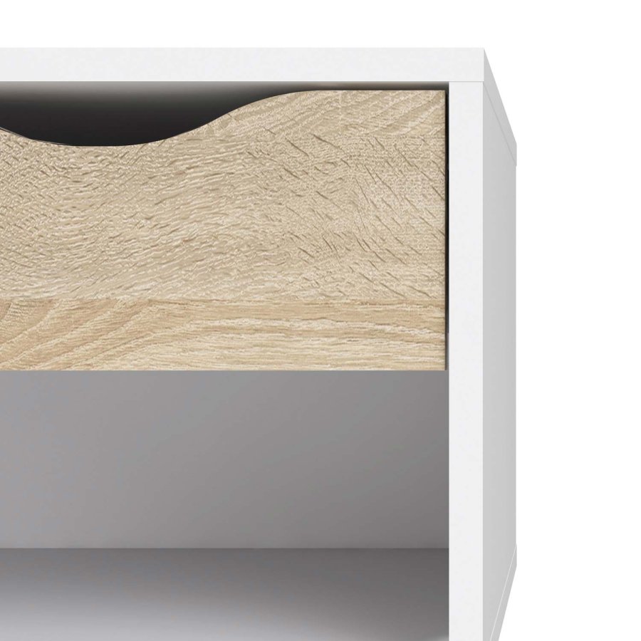 TVILUM Delta natbord - hvid/egestruktur, m. 1 skuffe 